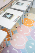 Load image into Gallery viewer, Pastel Rainbow Smileys Classroom Rug by Schoolgirl Style
