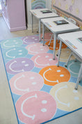 Load image into Gallery viewer, Pastel Rainbow Smileys Classroom Rug by Schoolgirl Style