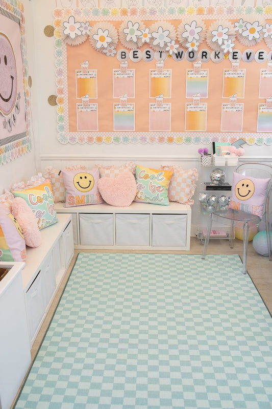 Mint Checkerboard Rug Classroom Rug by schoolgirl style