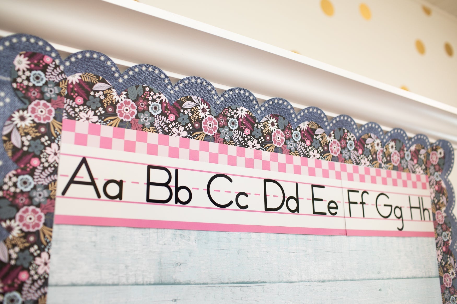 sparkly spur pink checkered alphabet line