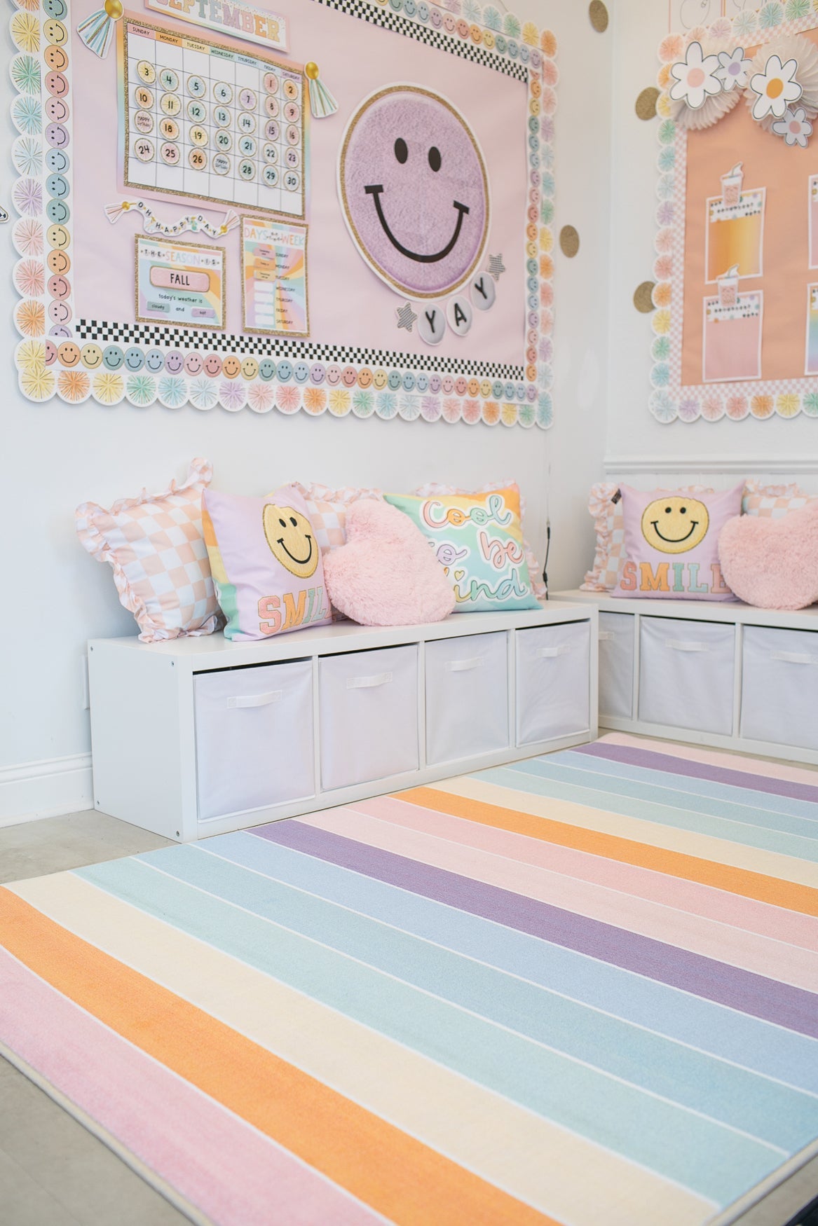 Pastel Rainbow Stripe Classroom Rug by Schoolgirl Style