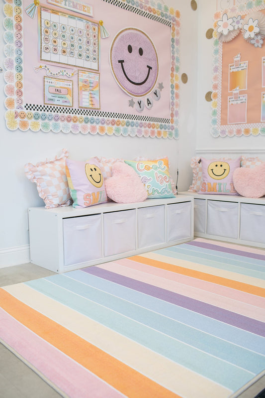 Pastel Rainbow Stripe Classroom Rug by Schoolgirl Style