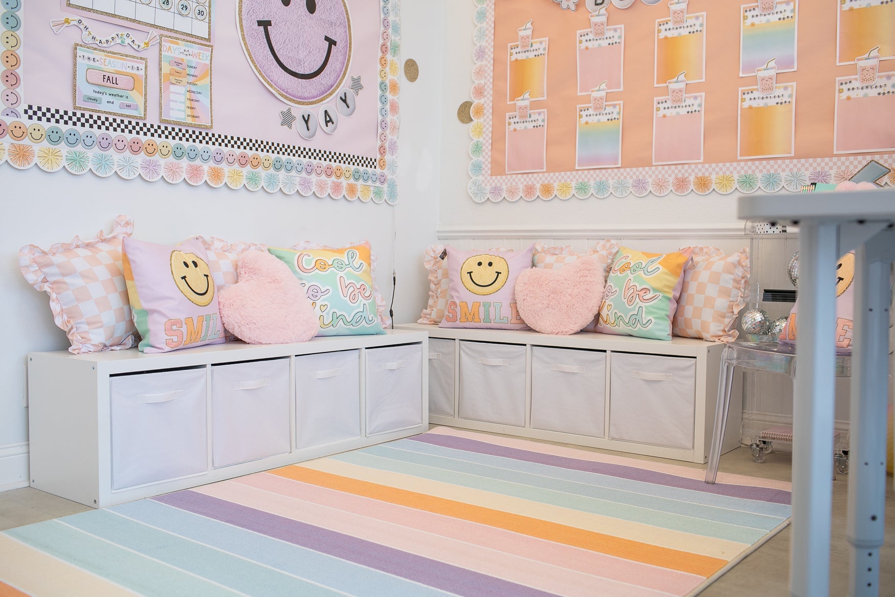 Pastel Rainbow Stripe Classroom Rug by Schoolgirl Style