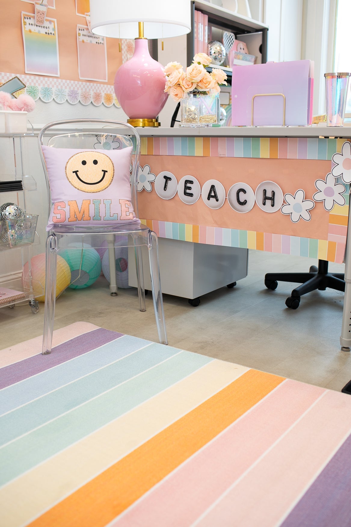Pastel Rainbow Stripe Classroom Rug by Schoolgirl Style