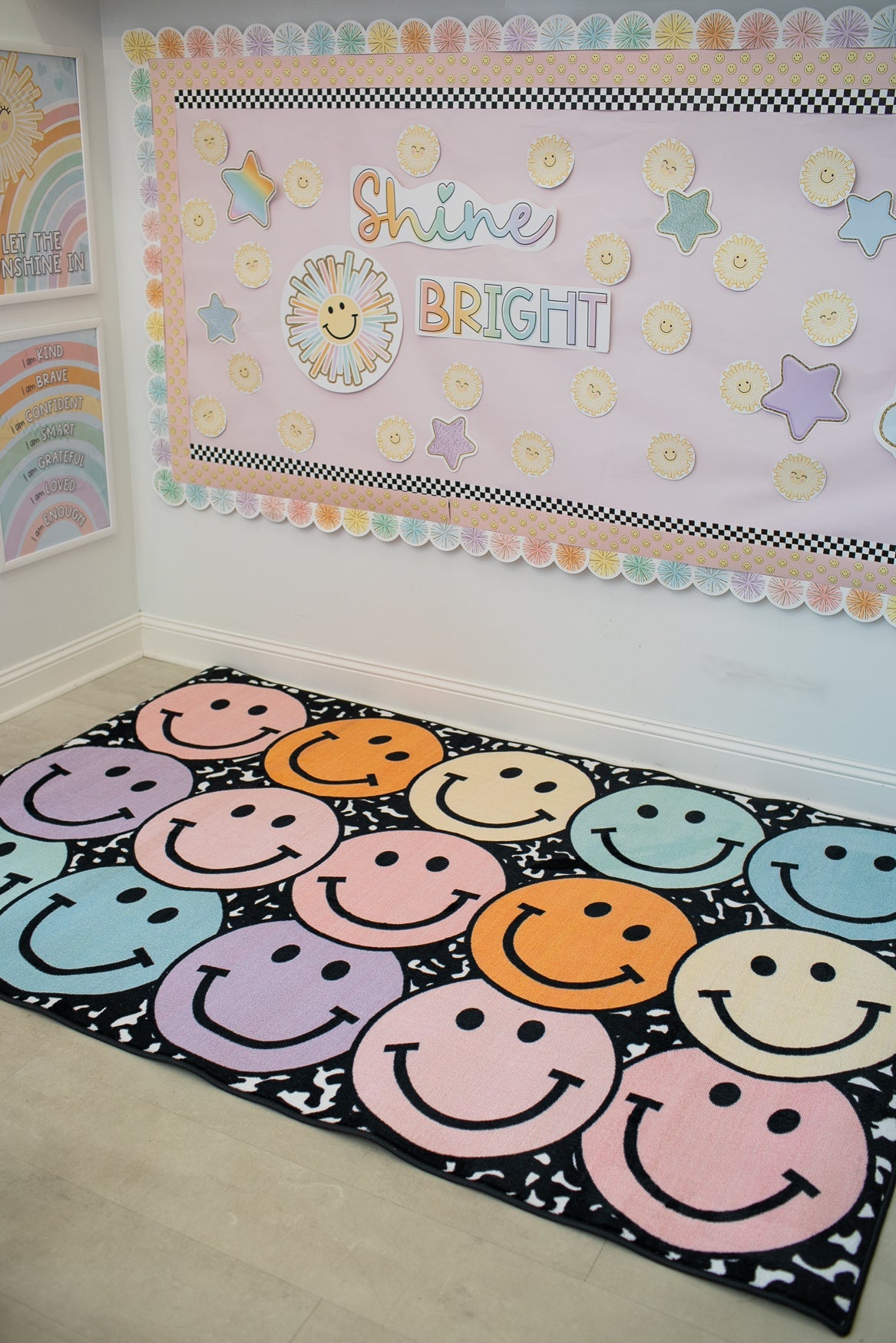 Composition Notebook with Pastel Smileys Classroom Rug by Schoolgirl Style