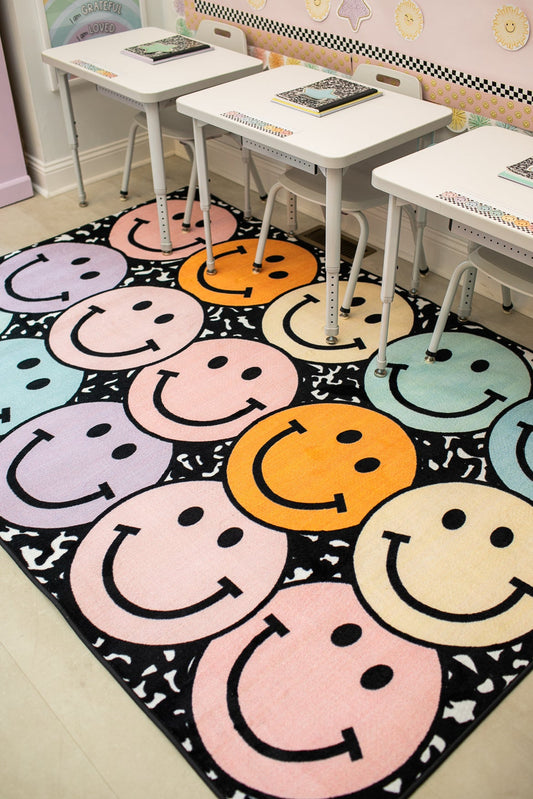 Composition Notebook with Pastel Smileys Classroom Rug by Schoolgirl Style