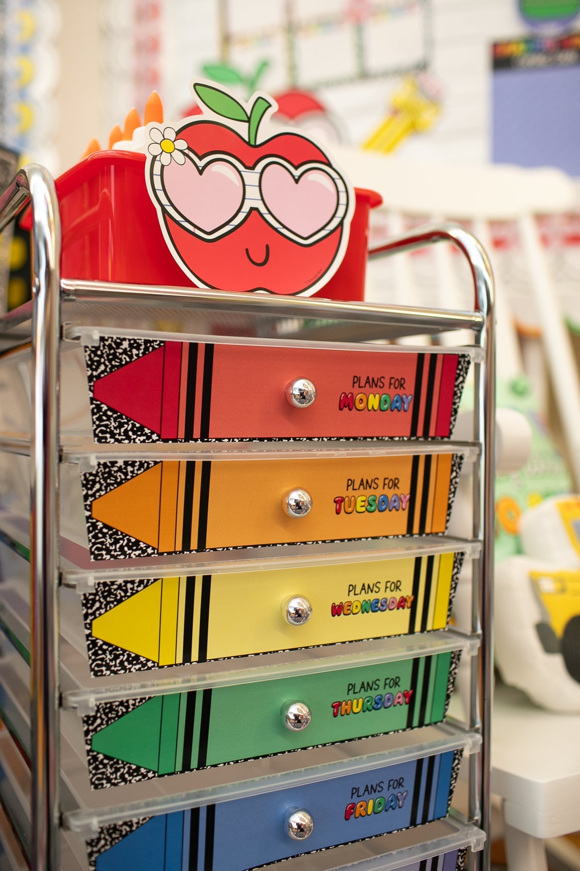 Printable Bright Rainbow 10 Drawer Editable Classroom Cart Labels | School Days