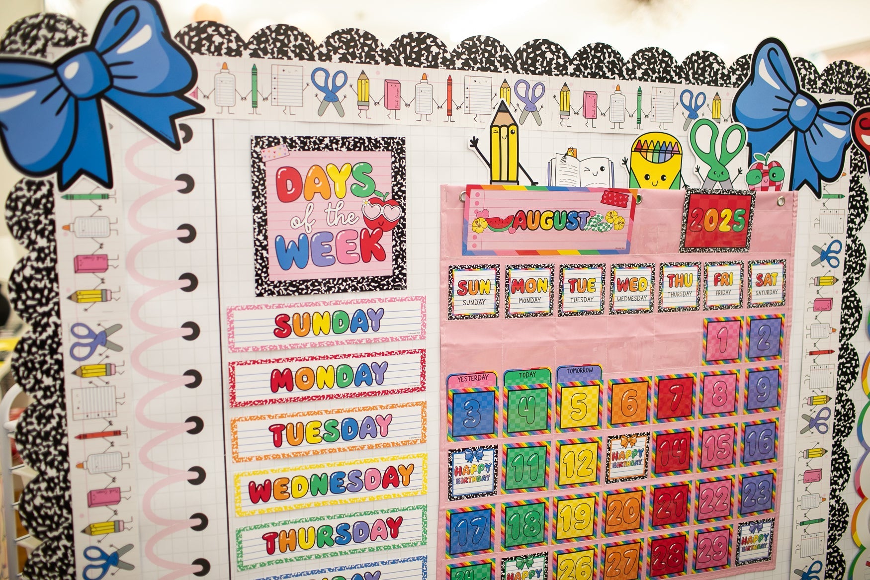 Printable Bright Rainbow Pocket Chart Calendar | School Days