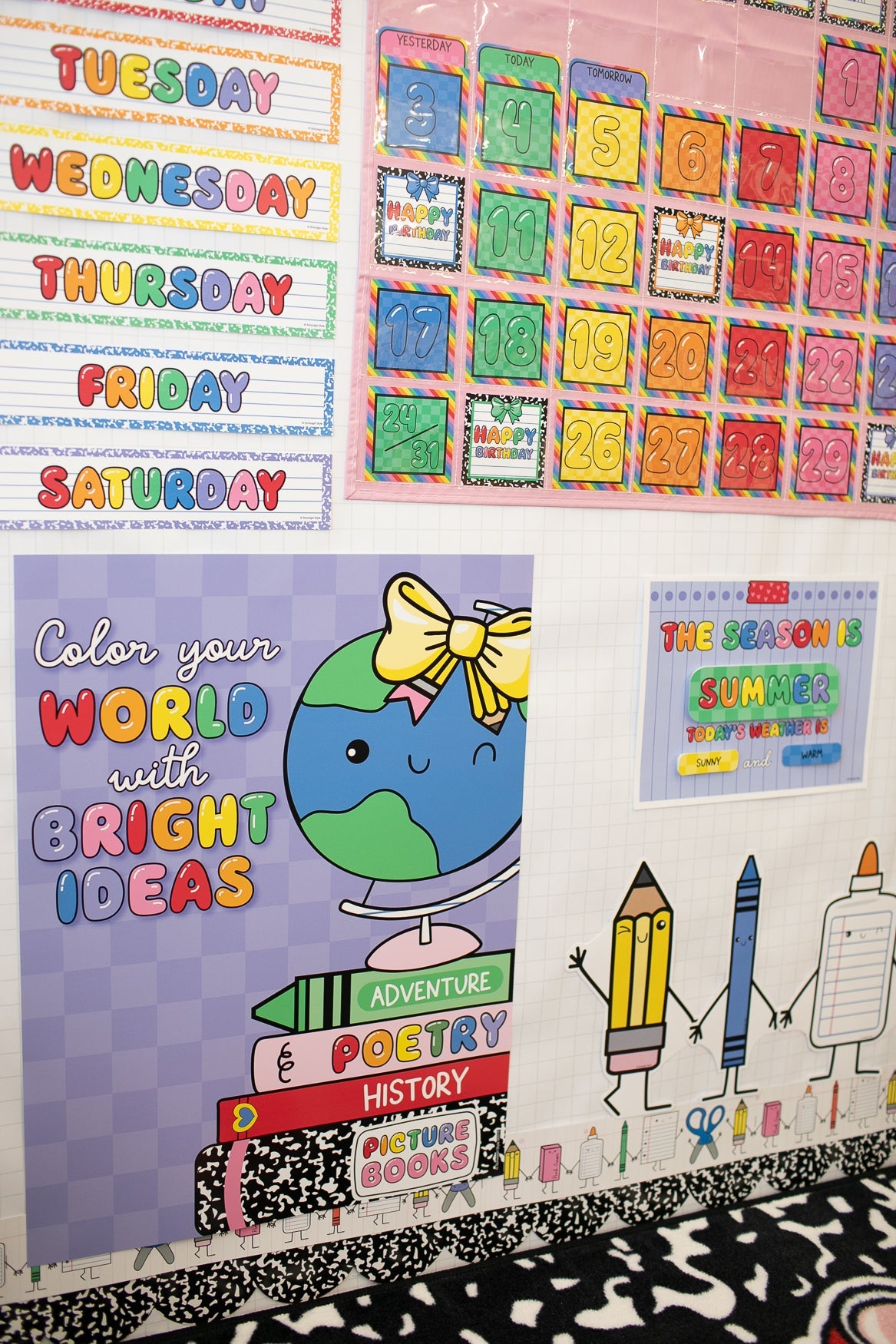 Color Your World Bright Rainbow Classroom Poster | School Days