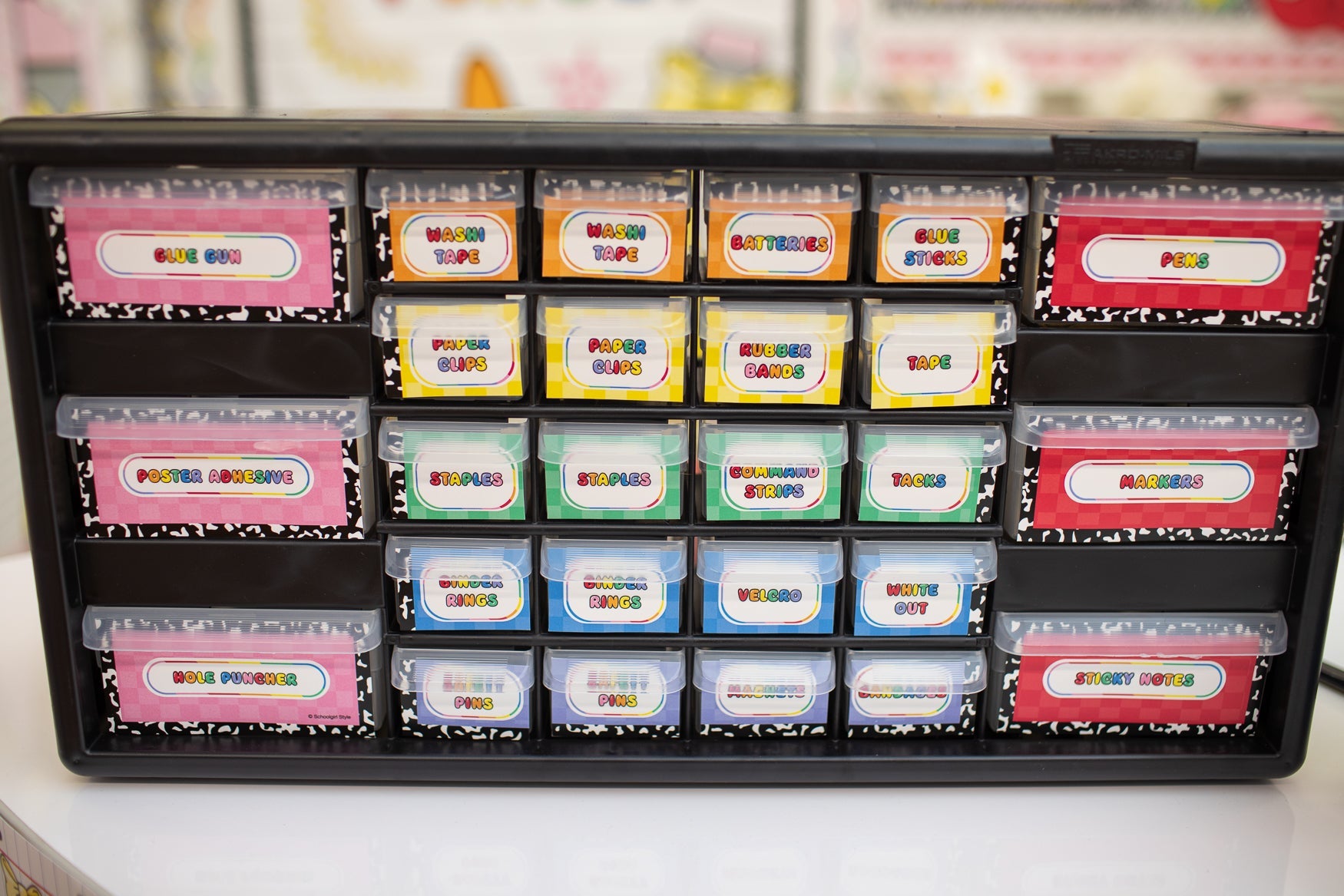 Printable Bright Rainbow Editable Toolbox Labels | School Days