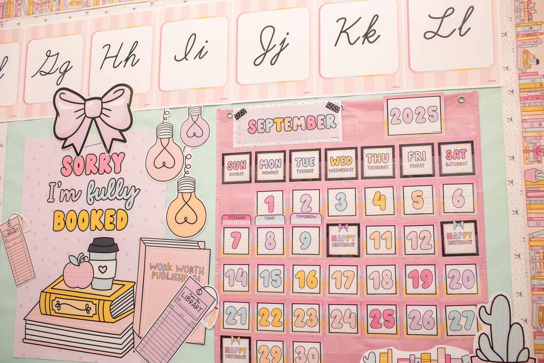 Pink Calendar Pocket Chart