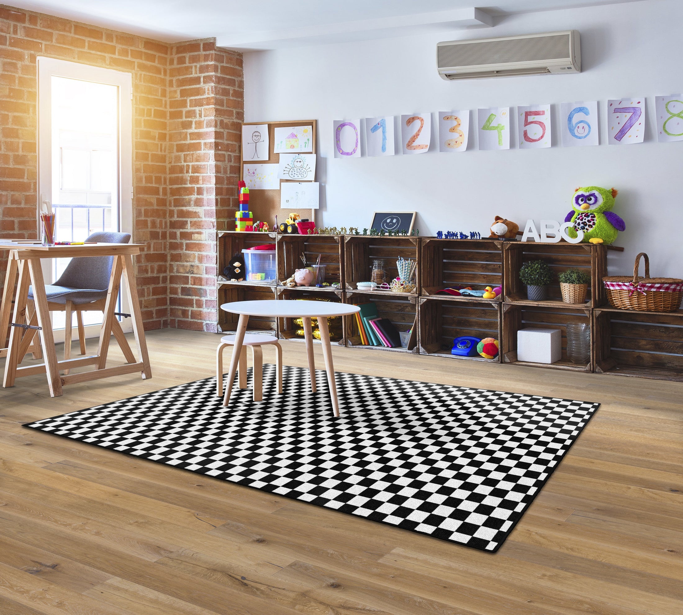 Black and White Checkerboard Classroom Rug by Schoolgirl Style