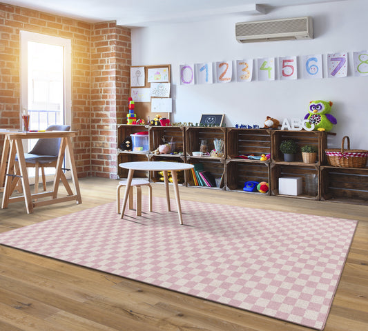 Pink Checkerboard Classroom Rug by Schoolgirl Style