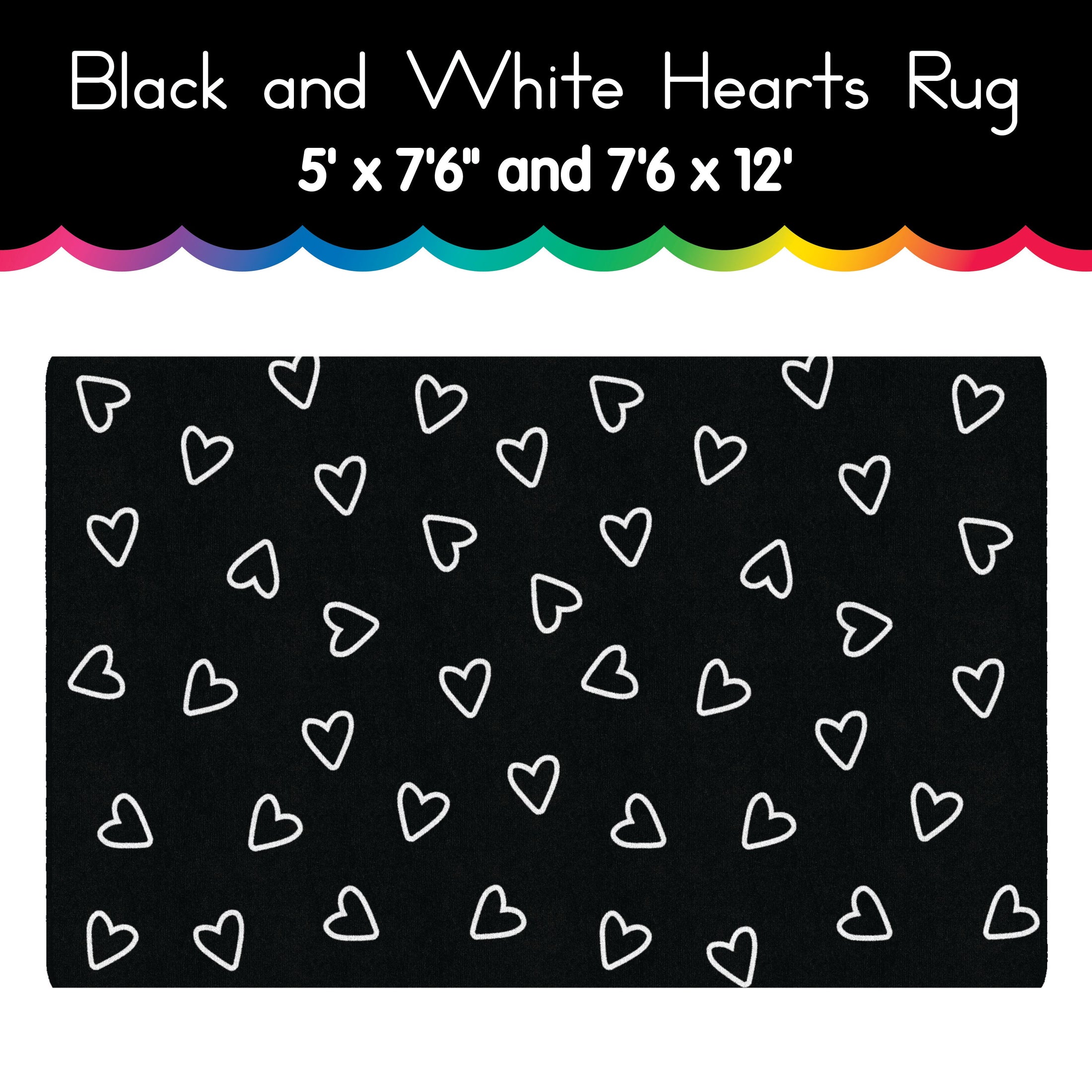 Black and White Hearts Rug
