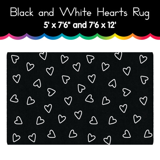 Black and White Hearts Rug