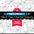 Load image into Gallery viewer, Printable Preschool March Directed Drawing Worksheets