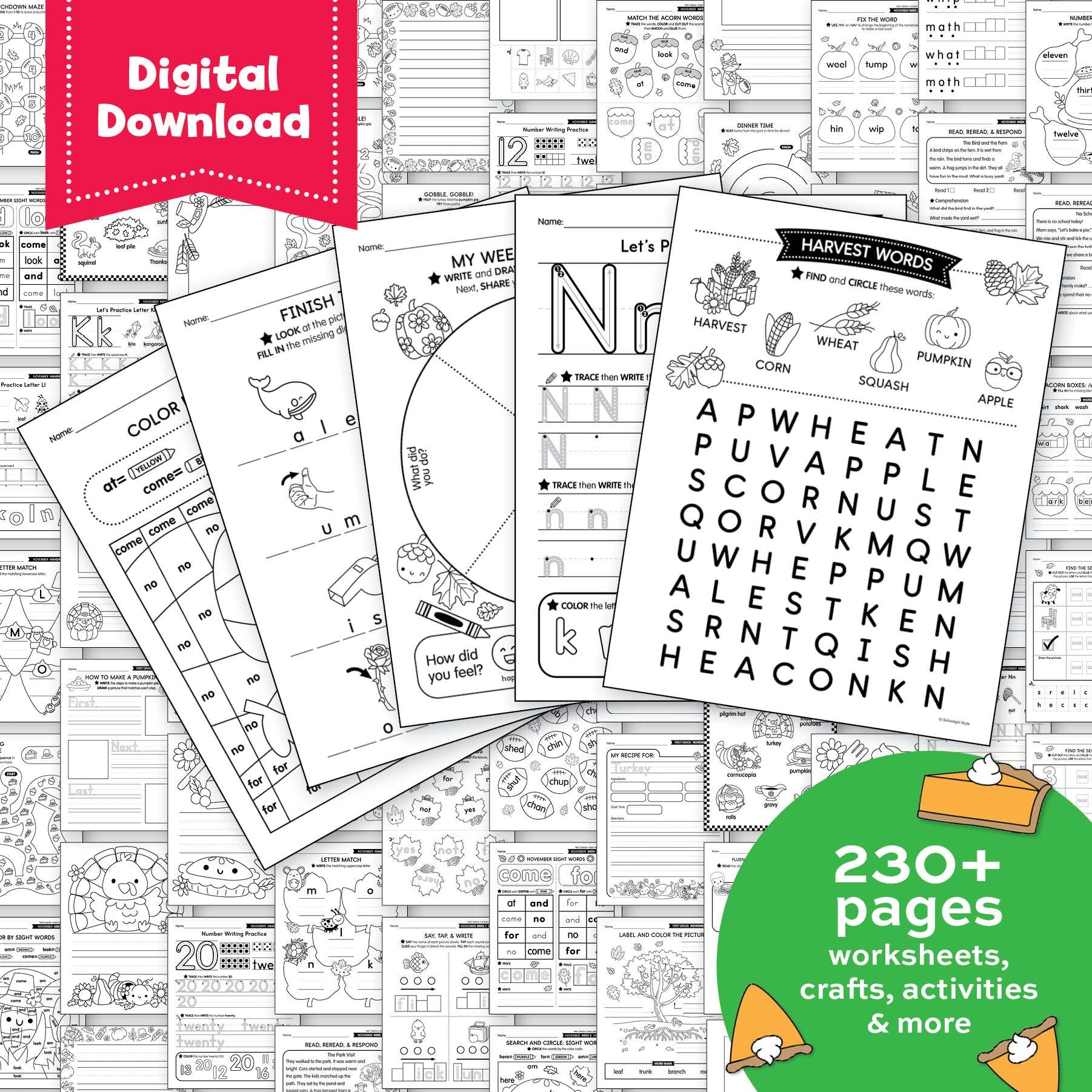 Printable First Grade November Thematic Unit Bundle