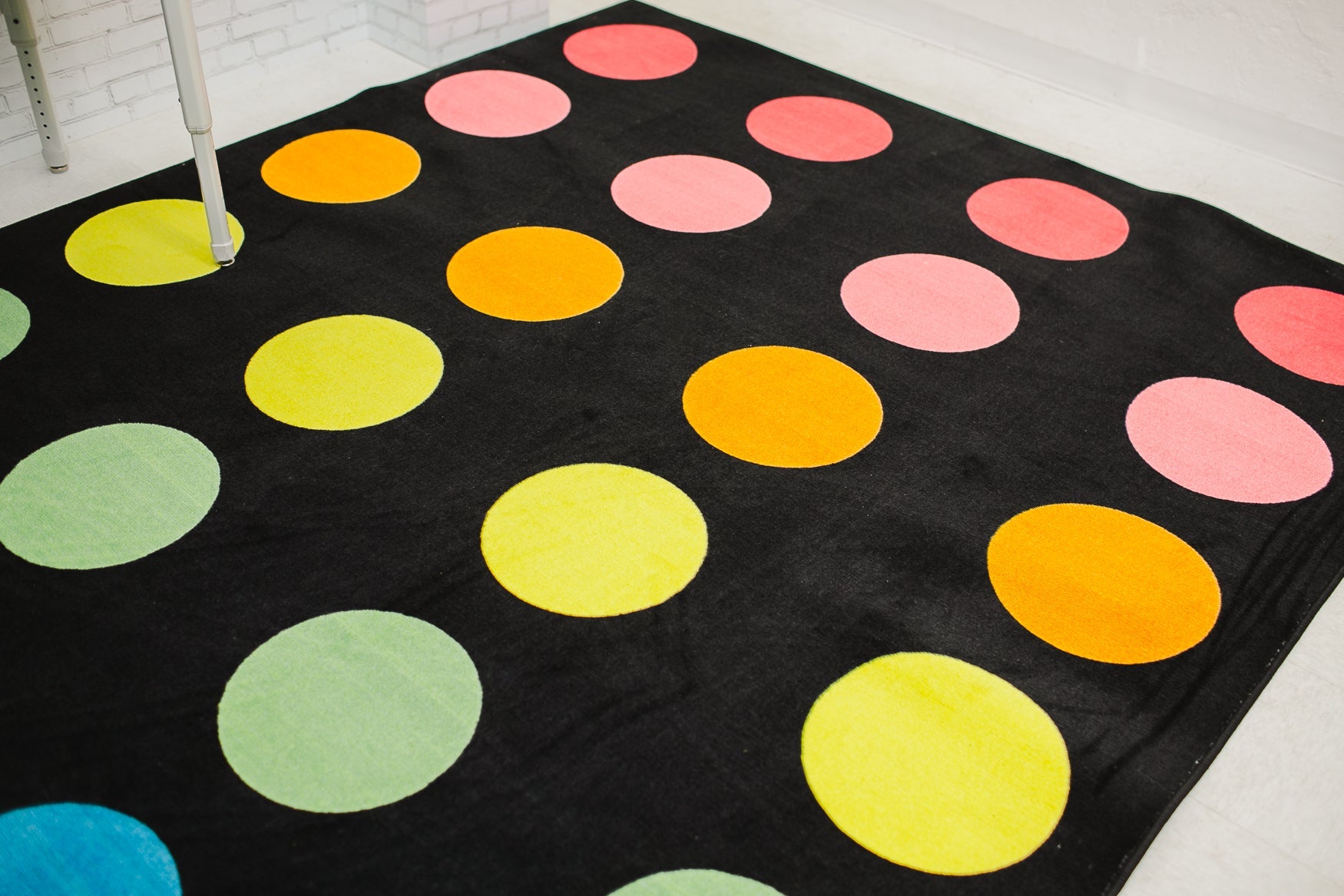 Rainbow Dots on Black Sit Spots Classroom Rug by Schoolgirl Style