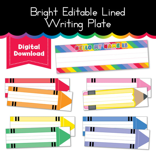 Bright Editable Lined Writing Plate