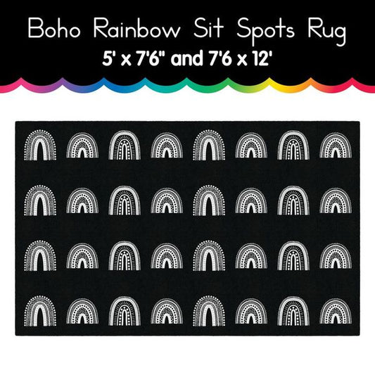 Black Boho Rainbow Sit Spots Rug