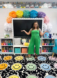 Load image into Gallery viewer, Composition notebook rug with pastel smiley sit spots