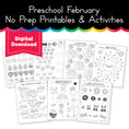 Load image into Gallery viewer, Preschool February No Prep Printables & Activities