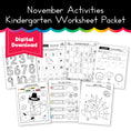 Load image into Gallery viewer, November Kindergarten Packet