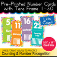 Load image into Gallery viewer, Number Cards with Tens Frame 1-30