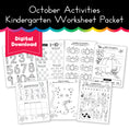 Load image into Gallery viewer, October Kindergarten No Prep Printable Worksheets and Activities