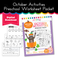 Load image into Gallery viewer, October Preschool No Prep Printable Worksheets and Activities