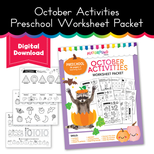 October Preschool No Prep Printable Worksheets and Activities