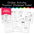 Load image into Gallery viewer, October Preschool No Prep Printable Worksheets and Activities