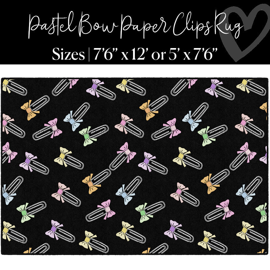 Pastel Bow Paperclips Classroom Rug