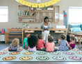 Load image into Gallery viewer, Pastel Rainbow Smileys Sit Spot Rug Seating Classroom Rug by Schoolgirl Stye