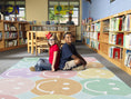 Load image into Gallery viewer, Pastel Rainbow Smileys Classroom Rug by Schoolgirl Style