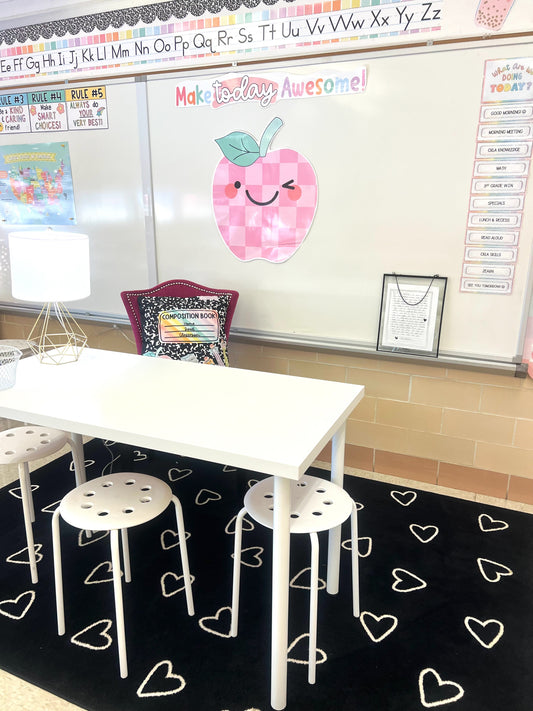 Black and White Hearts Classroom Rug by Schoolgirl Style
