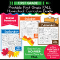 Load image into Gallery viewer, Printable First Grade Fall Homeschool Curriculum Bundle (September, October, November)