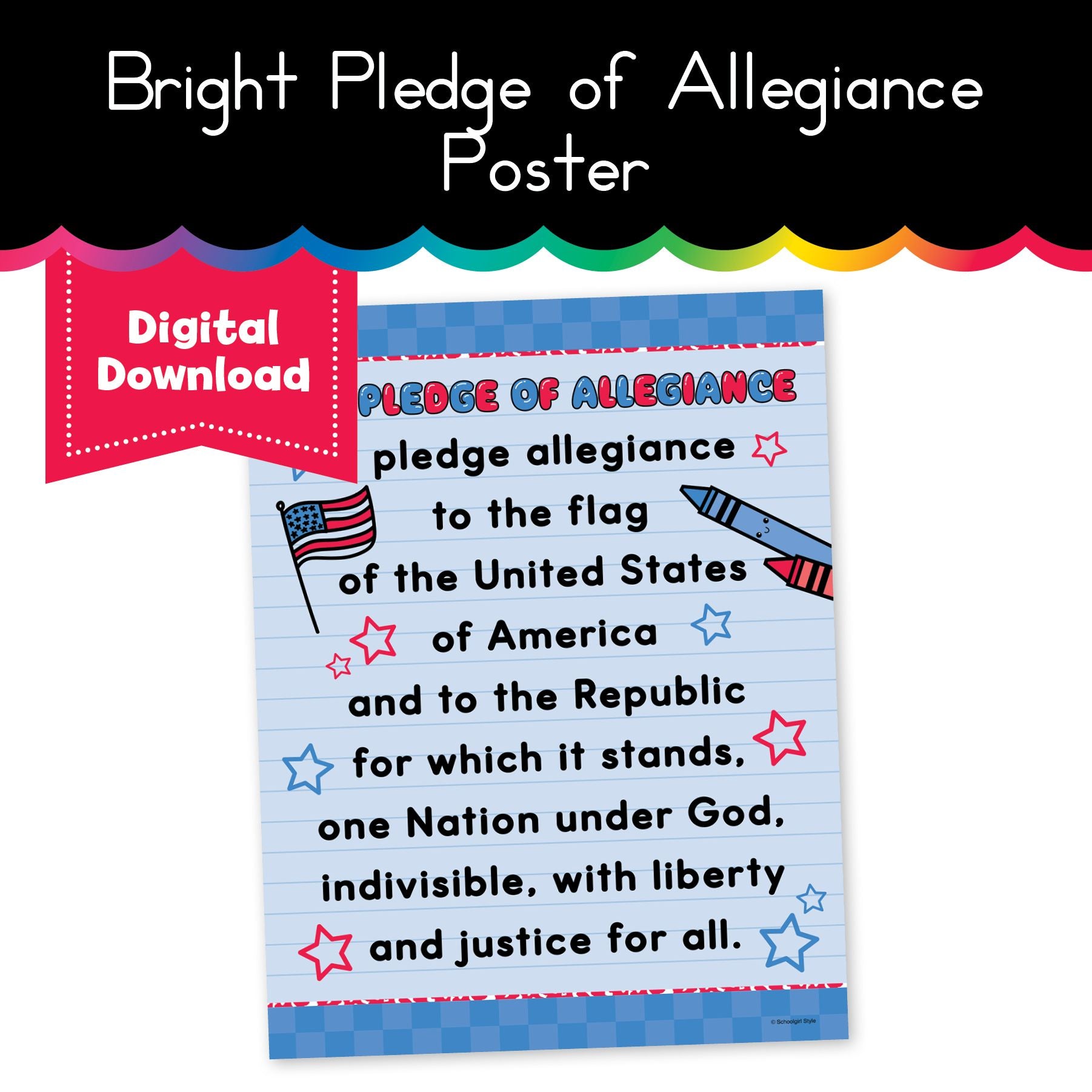 Bright Pledge of Allegiance Poster