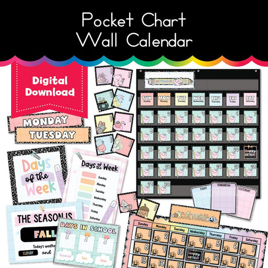 Pastel Pocket Chart Wall Calendar
