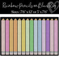 Load image into Gallery viewer, rainbow Pencils on Black Classroom Rug