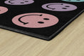 Load image into Gallery viewer, Rainbow Smileys on Black Sit Spots Classroom Rug by Schoolgirl Style