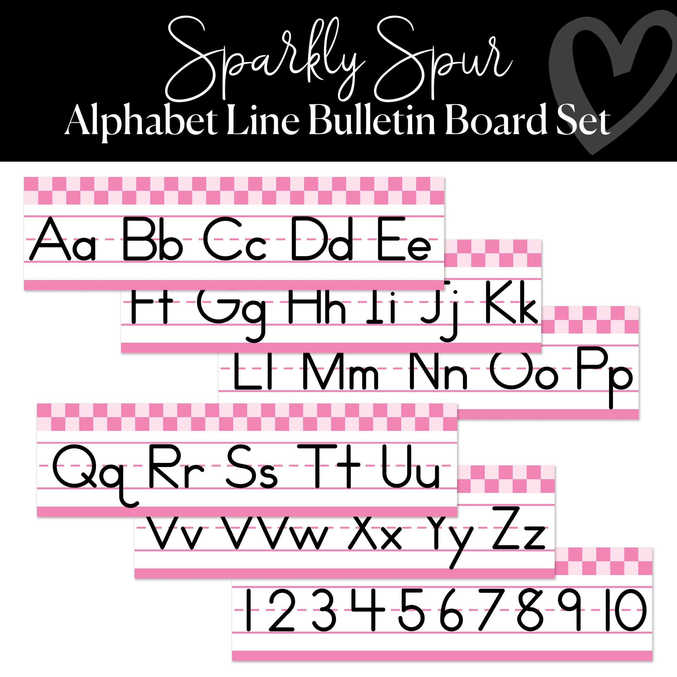Pink Checker Alphabet Line