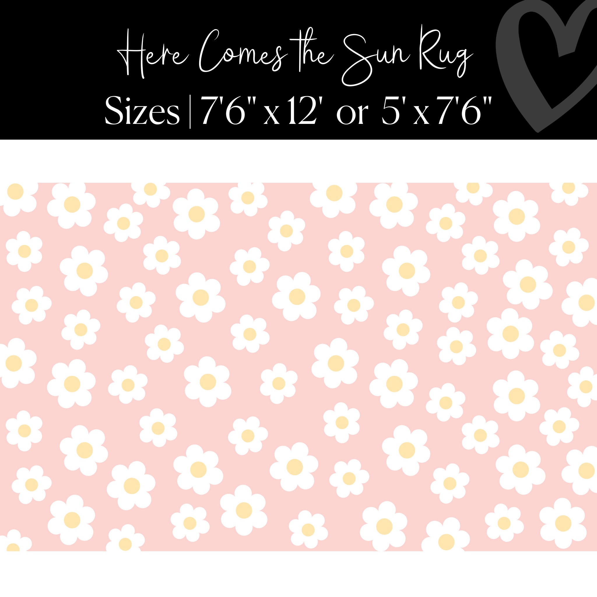 Retro Daisies on Pink Rug Classroom Rug by Flagship