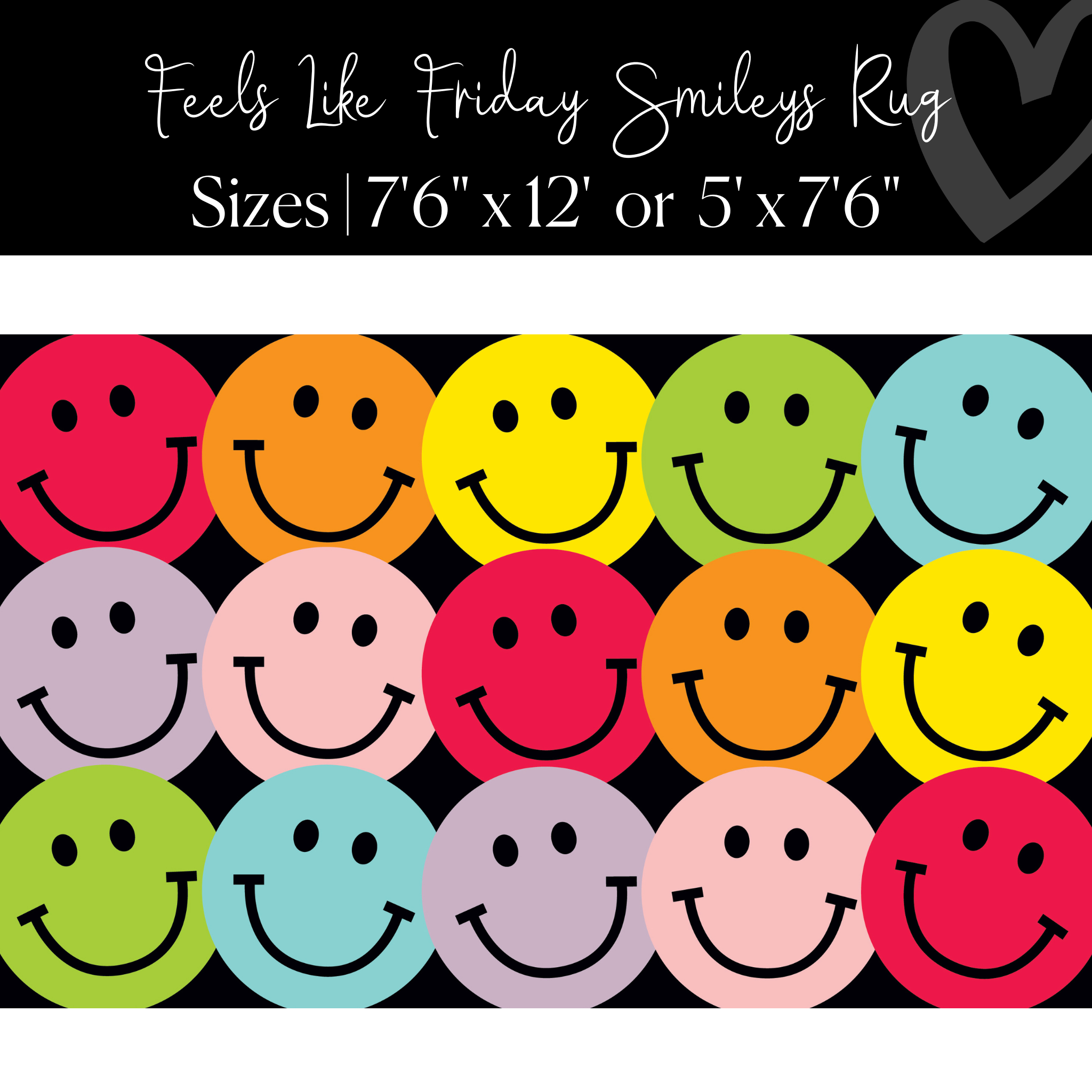 Big Rainbow Smiley Faces Rug Classroom Rug by Flagship