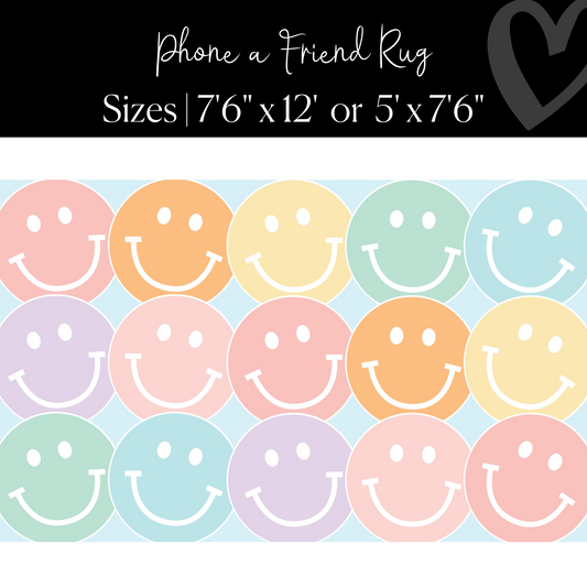 Pastel Rainbow Smileys Classroom Rug by Schoolgirl Style
