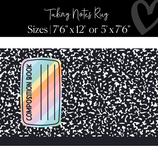 Composition Notebook With Pastel Label Classroom Rug by Schoolgirl Style