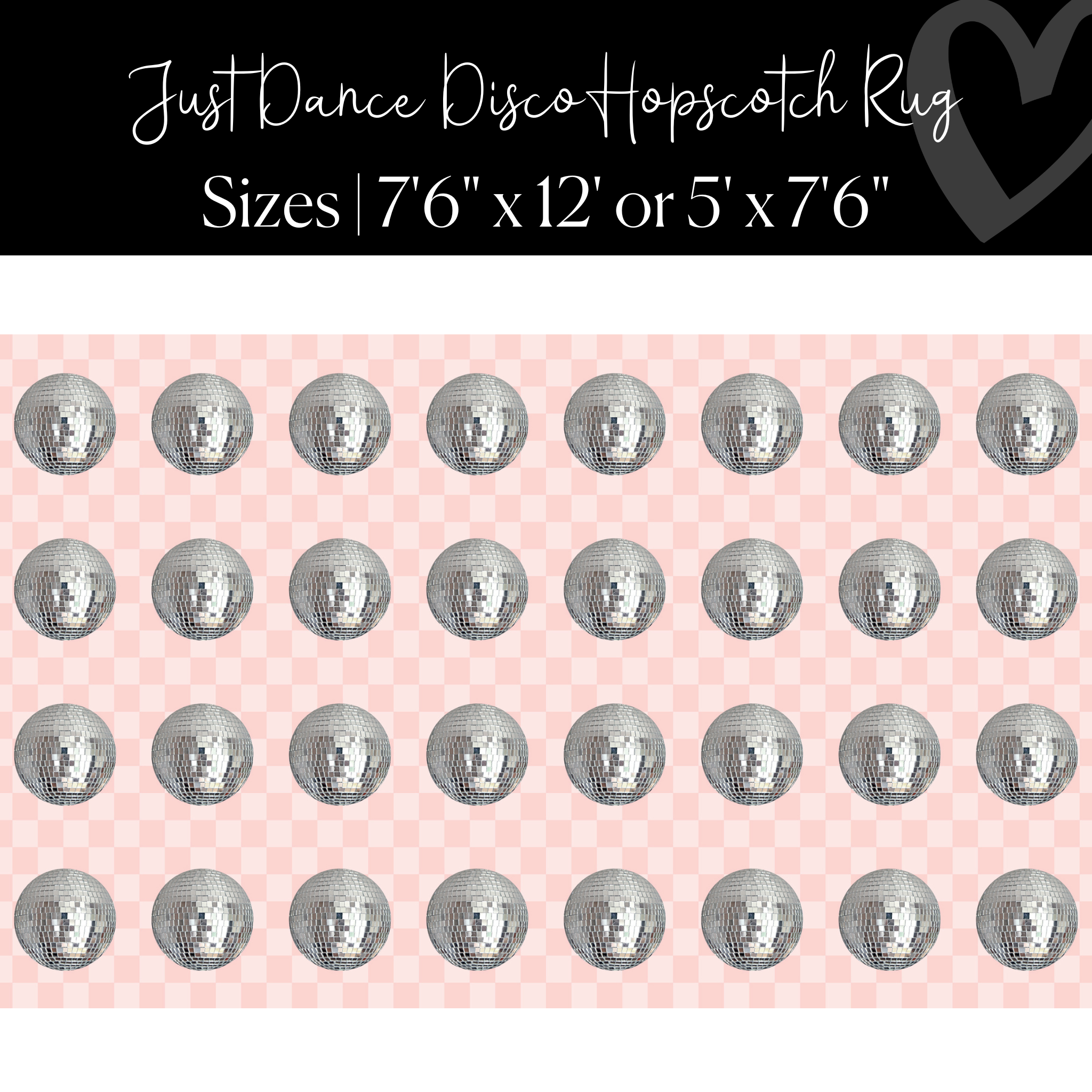 Pink Checkerboard Disco Ball Sit Spots Classroom Rug by Schoolgirl Style