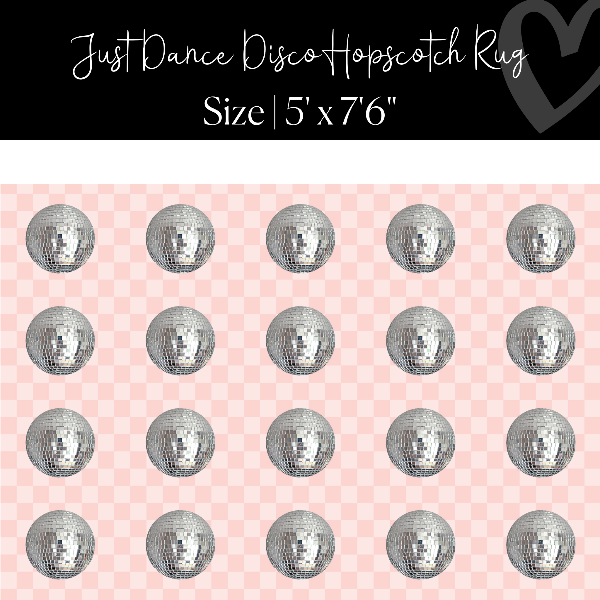 Pink Checkerboard Disco Ball Sit Spots Classroom Rug by Schoolgirl Style