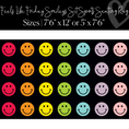 Load image into Gallery viewer, Rainbow Smileys in Black Sit Spot Rug Seating Classroom Rug by Flagship