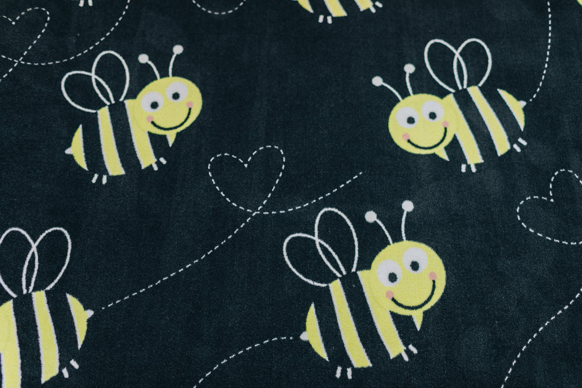 Bees on Black Classroom Rug By Schoolgirl Style